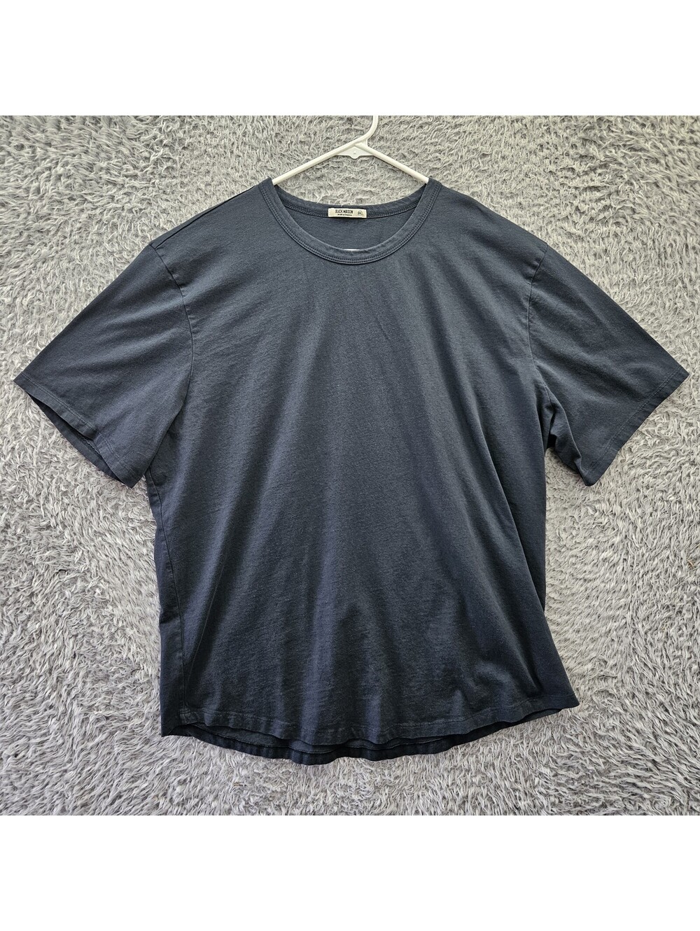 BUCK MASON Curved Hem Short Sleeve T Shirt Supima Cotton Men XLT Tall Blue USA